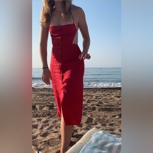 Reformation Red Backless Dress